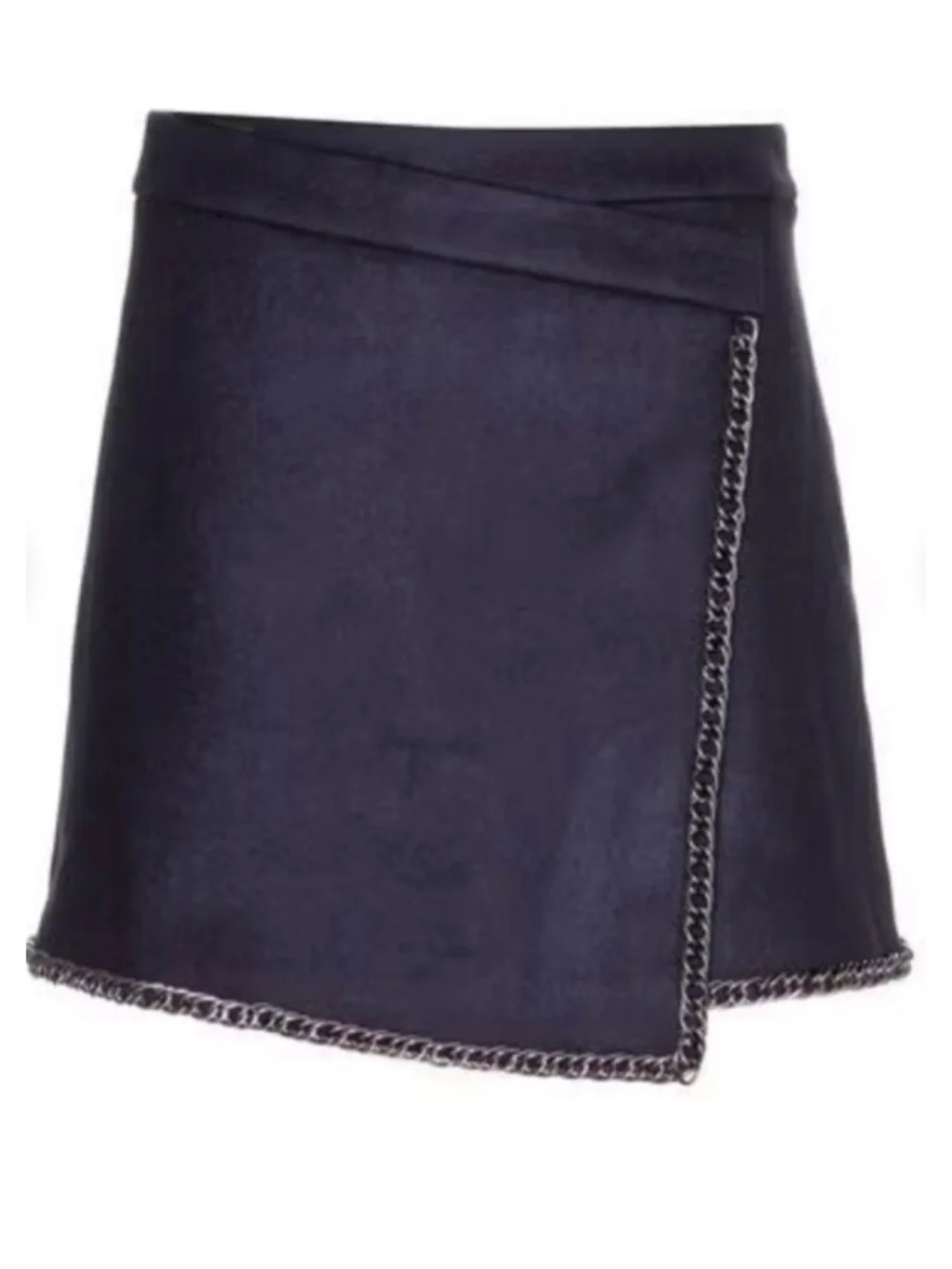 Nwt Tory Burch Brenda Navy Chain Trim Wrap Mini Skirt Size 8